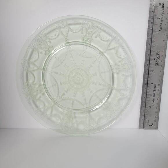 4 Vintage Anchor Hocking Green Cameo Ballerina 9" Plate Uranium Depression Glass - Picture 7 of 11